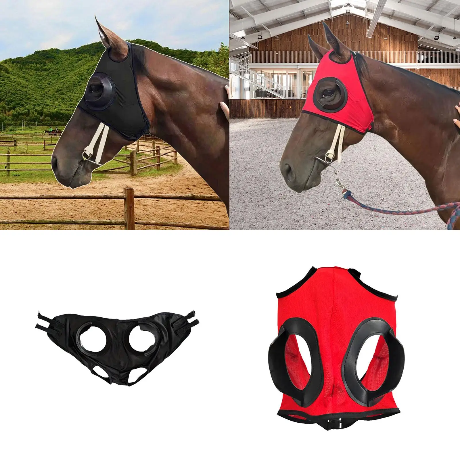 نظارات الحصان، قناع الذبابة من البوليستر المسامي، غطاء عين خفيف الوزن لسلامة سباق الخيل #5