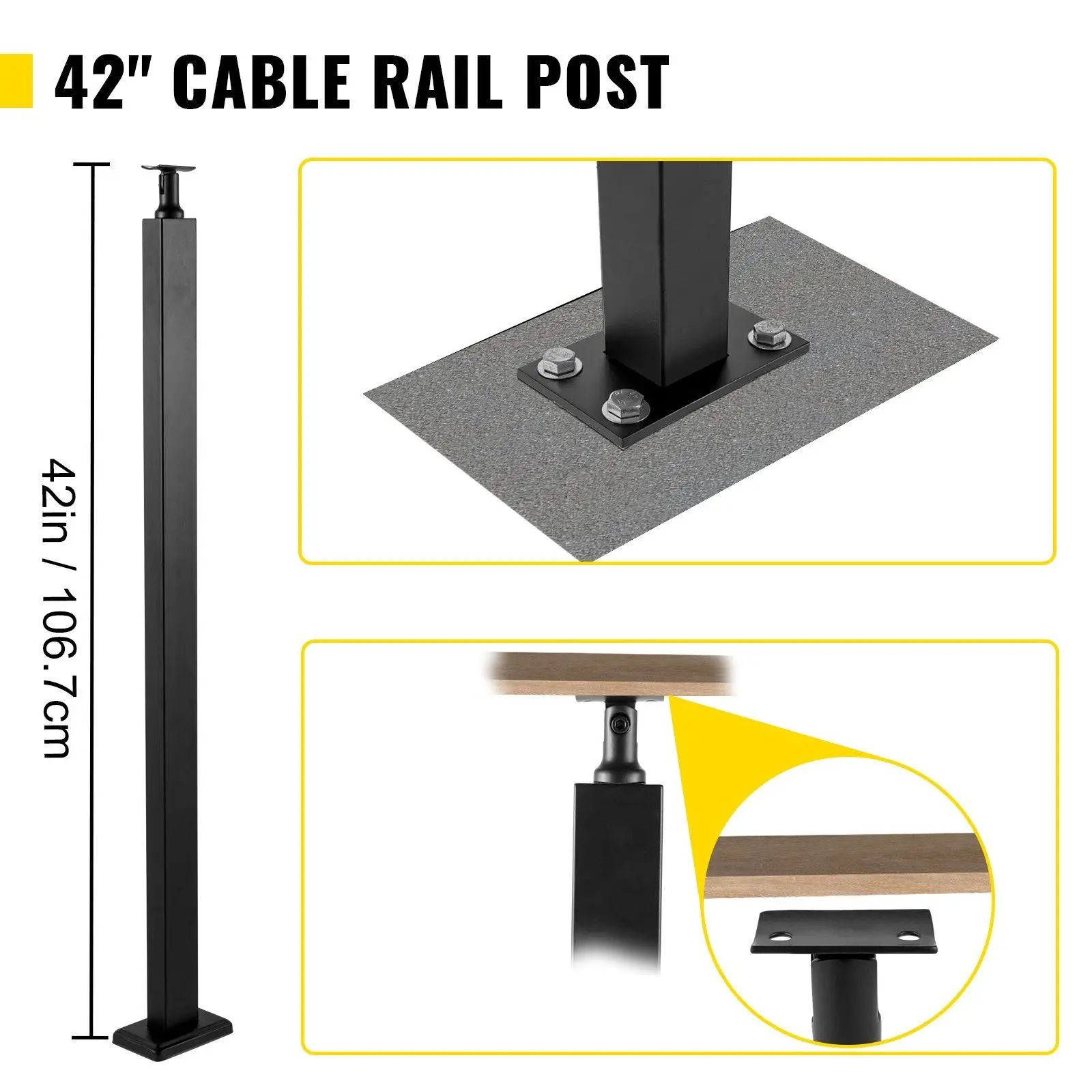 Cable Rail Post Level Deck Stair Post 42 x 0.98 x 1.97