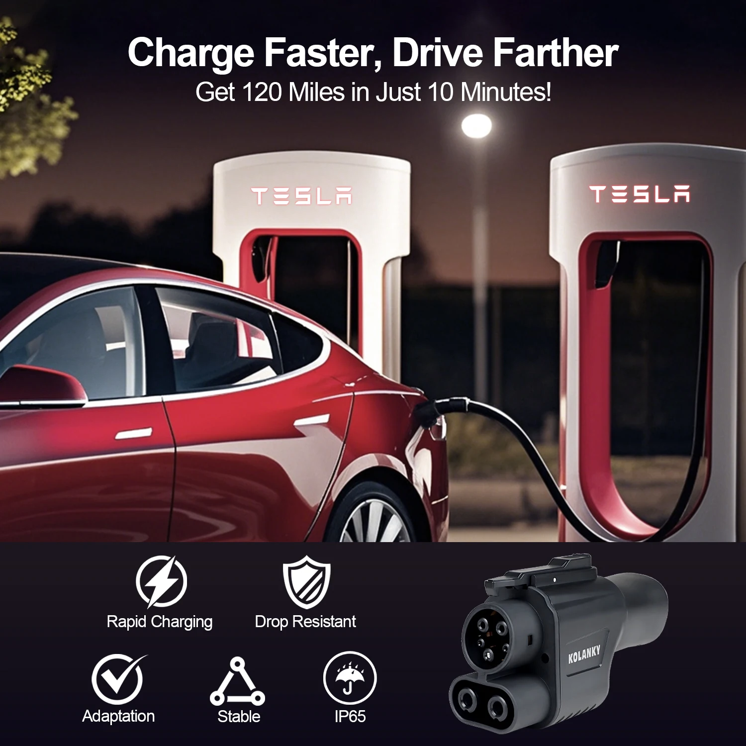 Kolanky Tesla Supercharger To CCS1 Charging Adapter Max 500A 250KW NACS to CCS Electric Vehicle Adapter, Tesla Supercharger