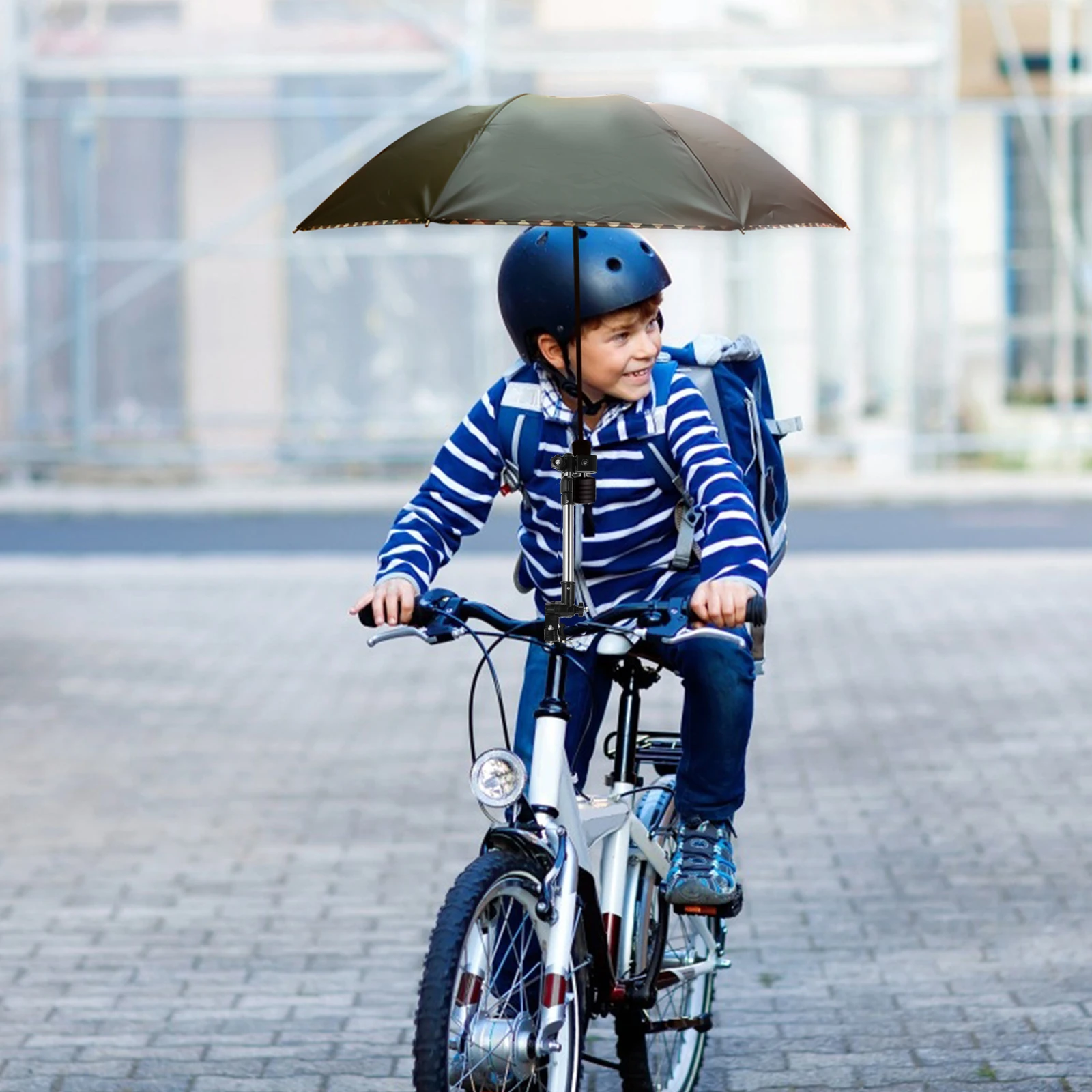 

1 pc Heavy Duty Steel Umbrella Stand Adjustable Bike Wheelchair Stroller Holder Clamp Rotatable Base Black Durable Sunshade