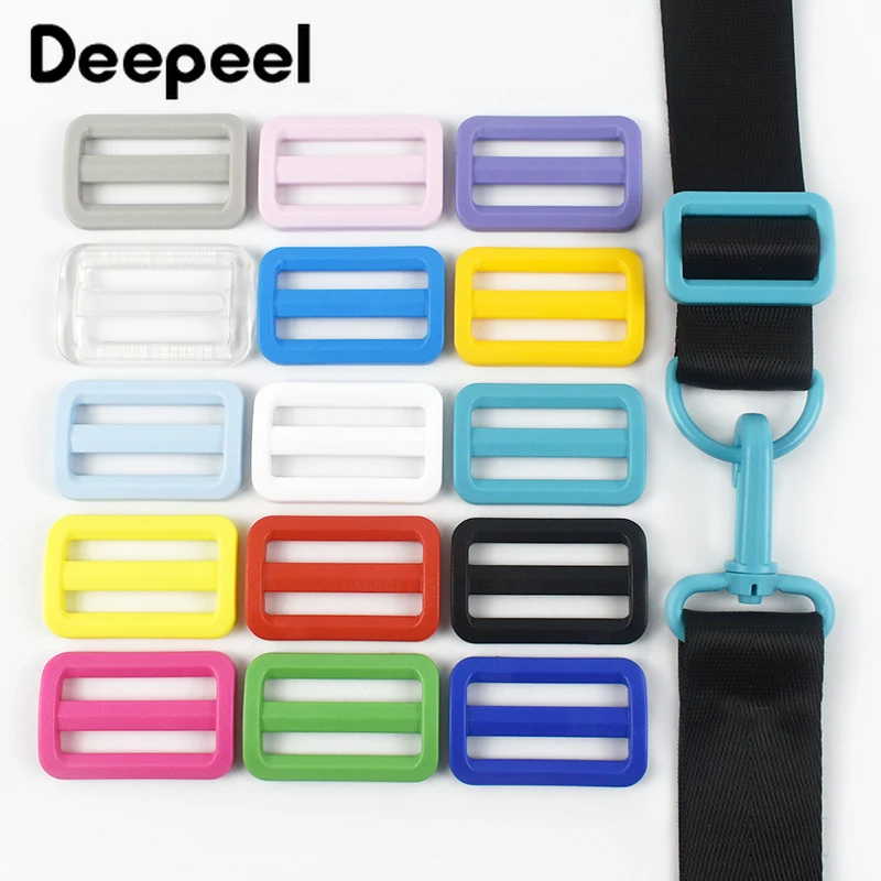 10Pcs Deepeel 32/38mm Colored Plastic Tri-Glide Adjustable Buckle for Bags Backpack Strap Luggage Webbing DIY Sewing Accessories