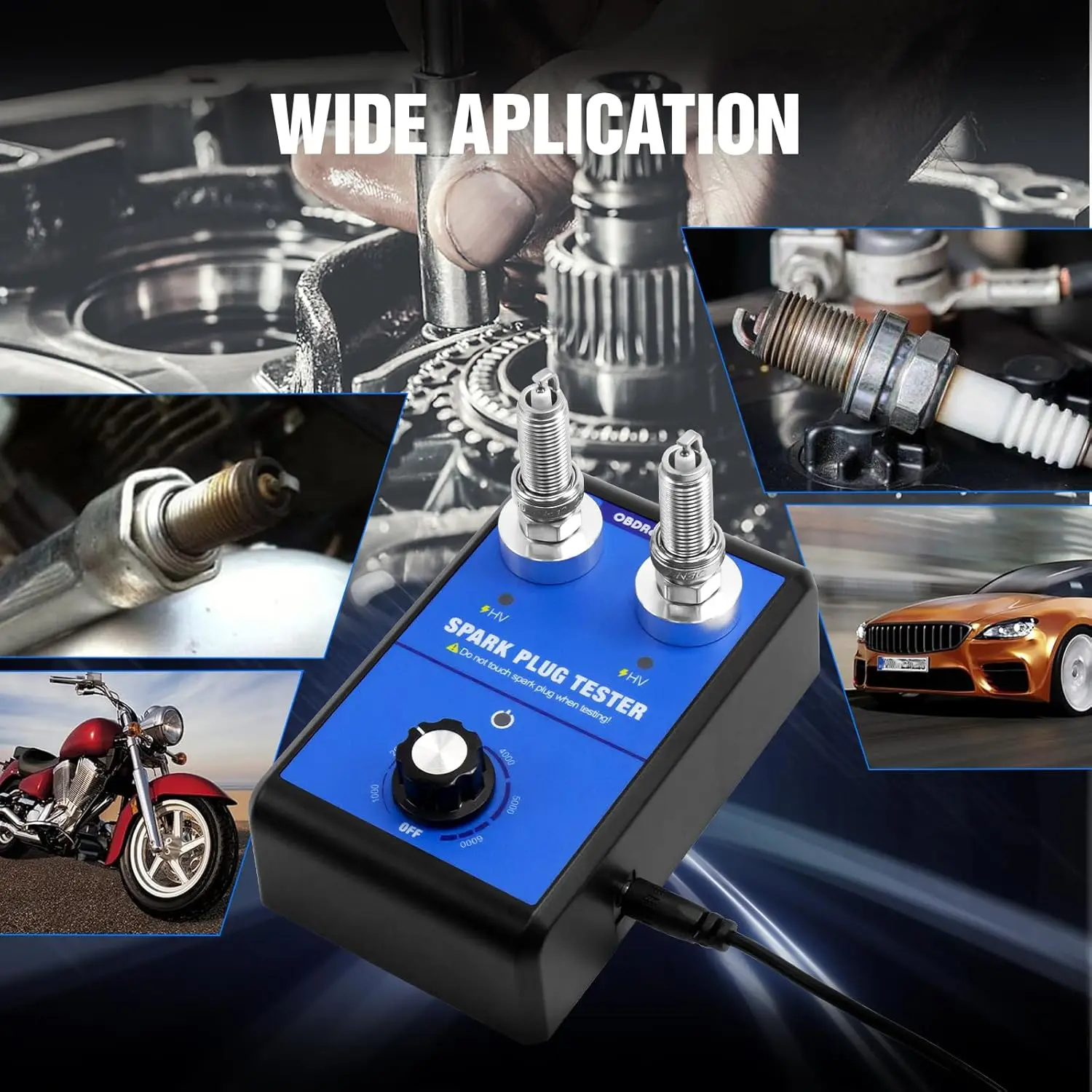 Car Spark Plug Tester Dual Holes 110V 220V  0-6000rpm Frequency Auto Engine Ignition Coil Tester for 12V Car Diagnostic Tool