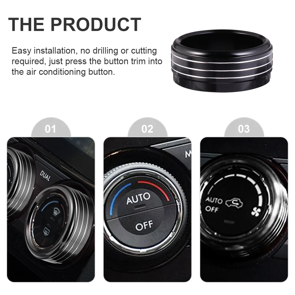 

Aluminum Alloy Air Conditioning Knob Ring Decorative Trim Cover Car Interior Scratch Resistant Climate Control Button Trim Decor