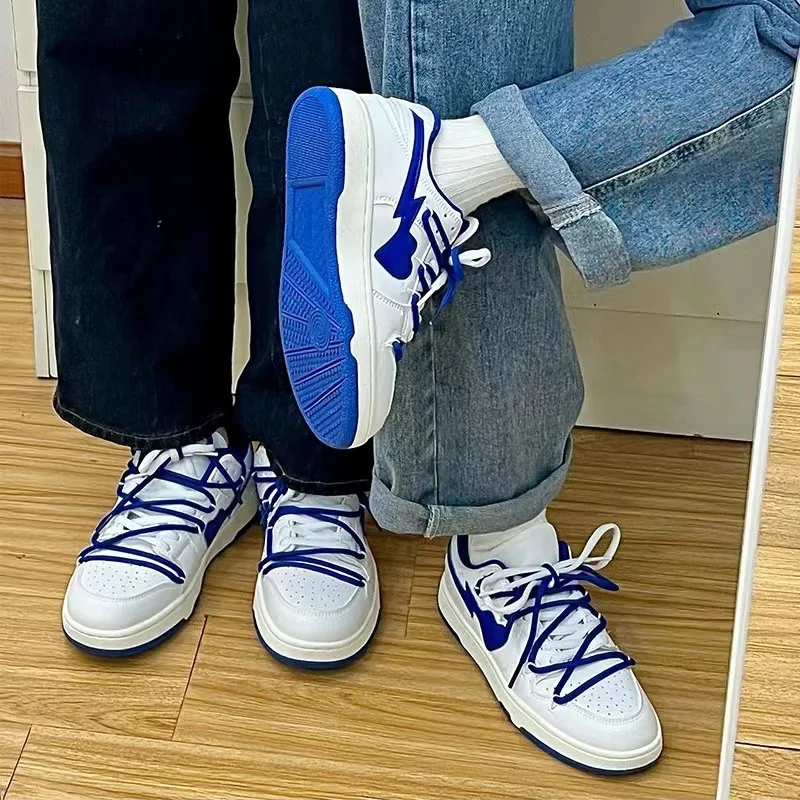 Summer Spring Style Sneakers Girly Heart Fashion Blue Casuals Sneakers lovers Couple Trend Lace-up White Sneakers Women Shoes