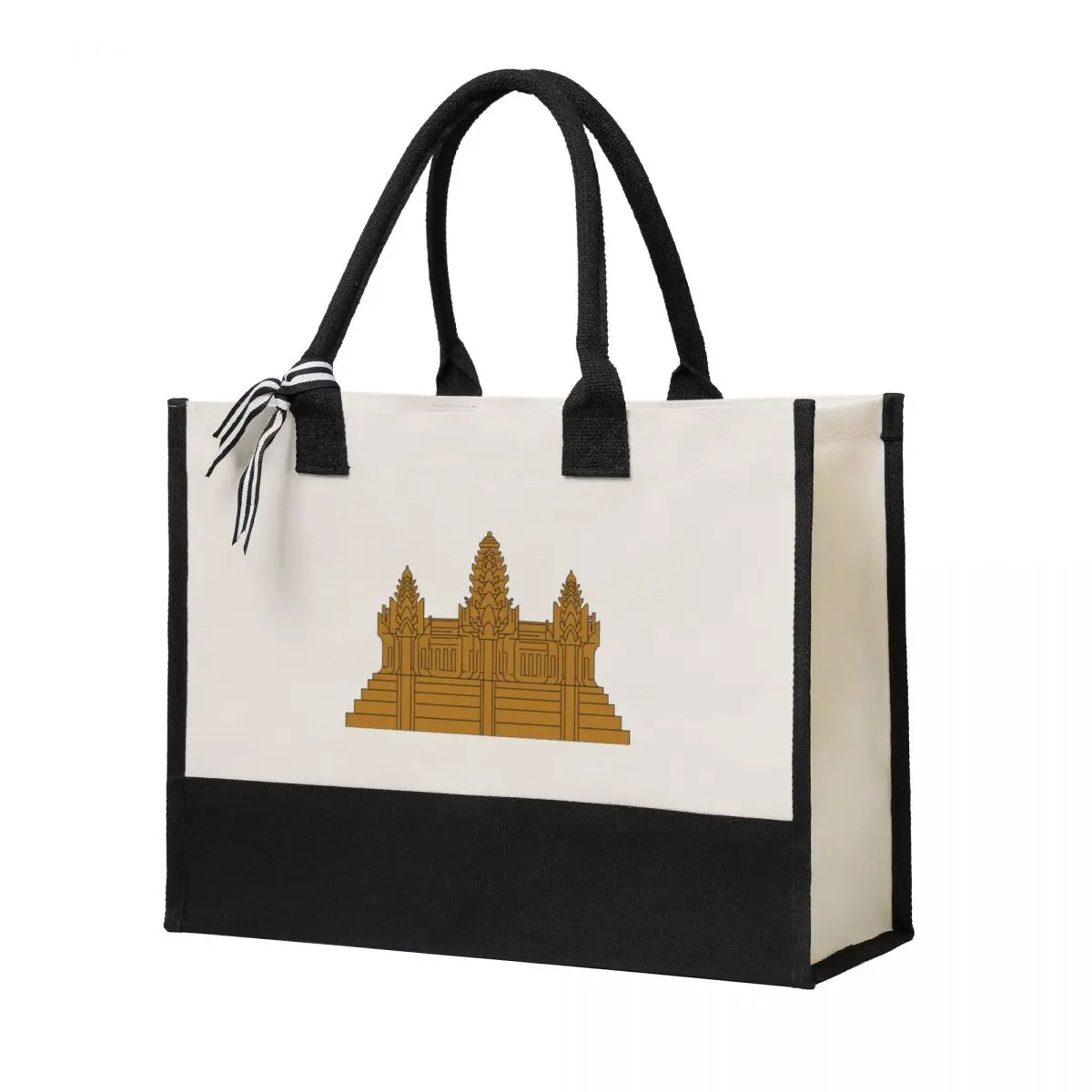 Graphic Angkor Wat Khmer bolsa de lona con bandera camboyana, bolsa de compras, decoración de boda, bolsa de viaje, mejor regalo de boda