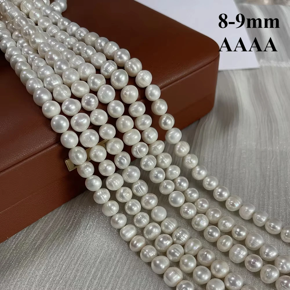 

8-9mm 4A Natural Freshwater Pearl White Nearround High Quality Women Beads for Jewelry Making DIY Necklace Bracelet Accessories