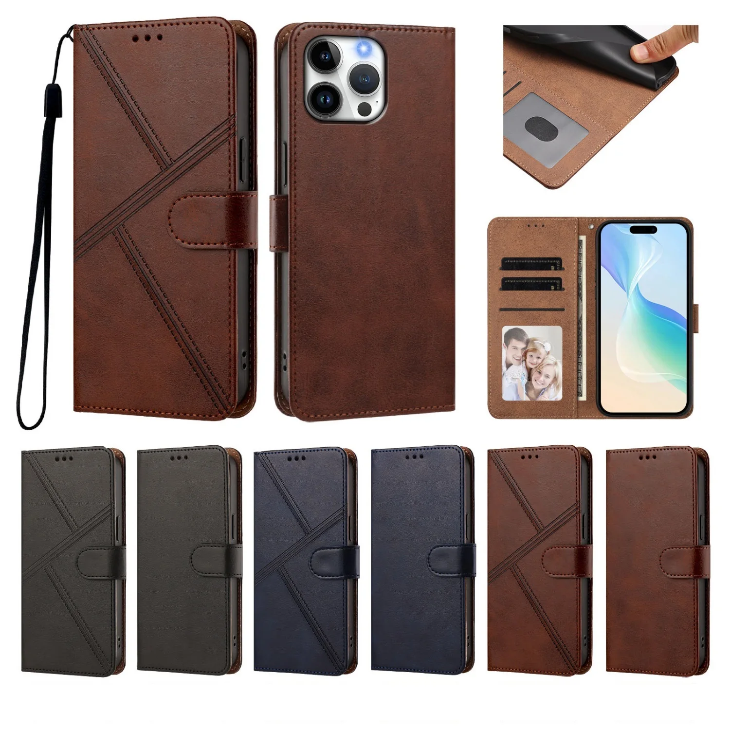 Image of PU-Leder-Flip-Hülle für Samsung Galaxy S7 Edge S8 S9 S10 Plus S20 FE S21 S22 S23 S24 S25 S26 Note 8 9 10 20 Ultra Wallet Cover