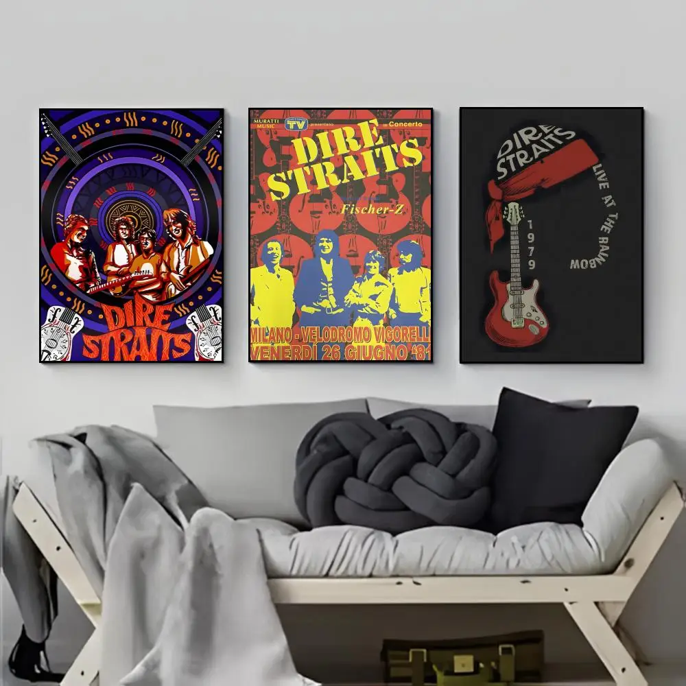 Casual Classic Atmospheric D-Dire S-Straits Poster HD  Waterproof Wall Sticker Bar Living Room Decor Gift