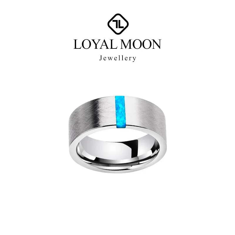 

Loyal Moon 8mm Width Unisex Tungsten Carbide Wedding Rings For Men,inlaid Opal With Brushed Finishing,Customized