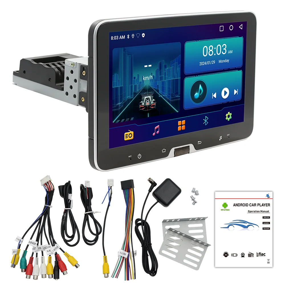 10.1 بوصة واحدة 1 الدين إلكترونيات السيارات أندرويد السيارات 360 درجة تدوير راديو السيارة Carplay أندرويد لتحديد المواقع واي فاي الملاحة لاعب #6