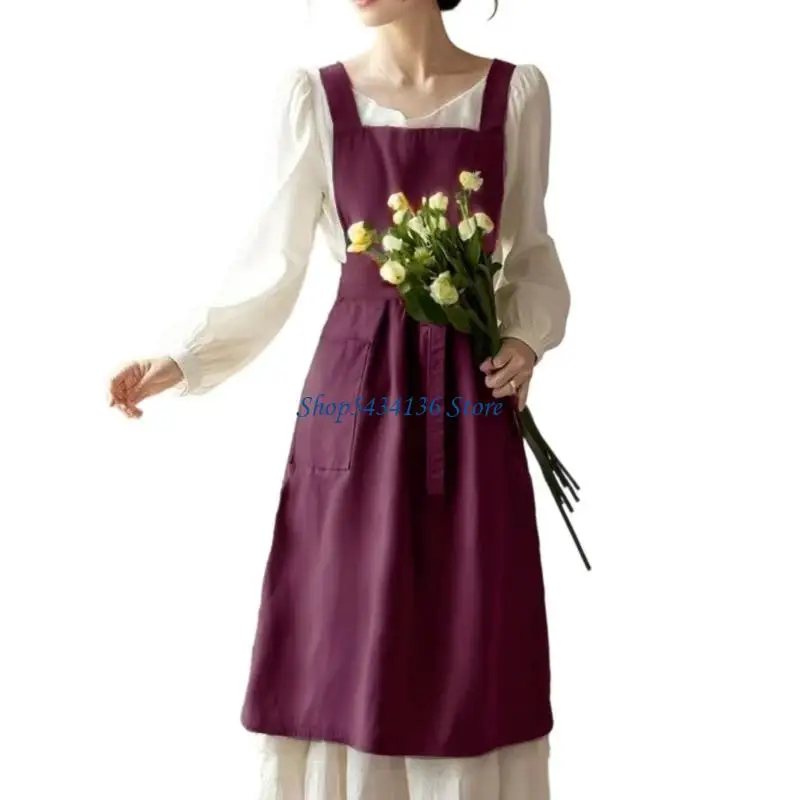 H7ED Waterproof Dress Polyester Apron Durable Kitchen Wear For Cooking Cleaning And Professional Use