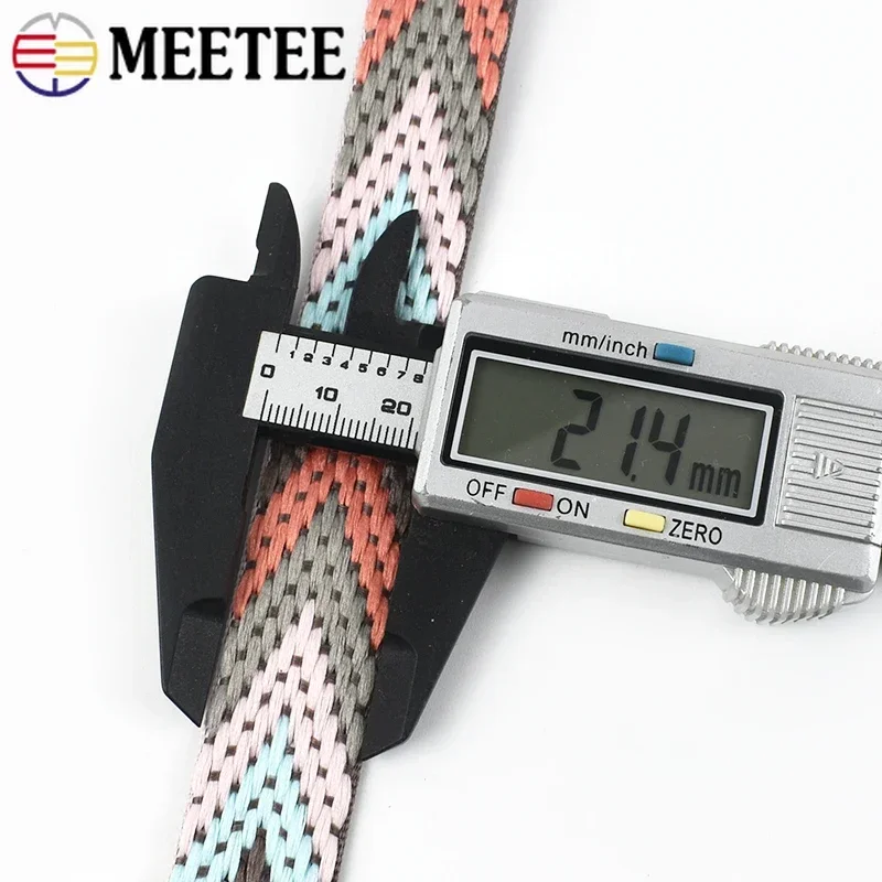 1-5M Meetee 22mm Polyester Jacquard Webbing Strap for Bag Shoulder Tape Ribbon Band Clothing Bias Binding DIY Sewing Accessories