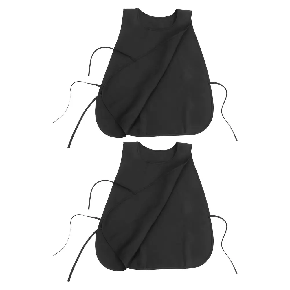 

2Pcs Waterproof Apron Straight Sleeve Black Polyester Dishwasher Chef Kitchen Restaurant Gardening Painting Men Women