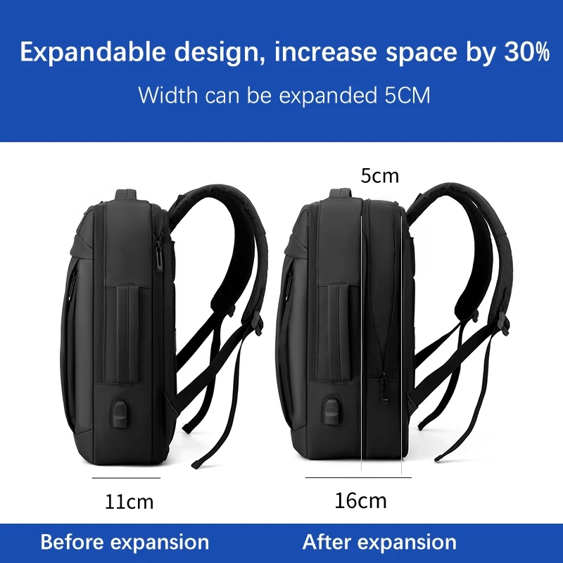 17 Inch Business Laptop Backpack Waterproof Notebook For Men School Book Bag Expandable Multifunction USB Charging Man Backpacks