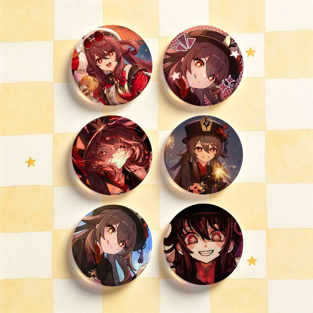 Hu Tao HD Print Badges Pretty Round Display Brooches IP merchandise 32mm 58mm 75mm 44mm 25mm