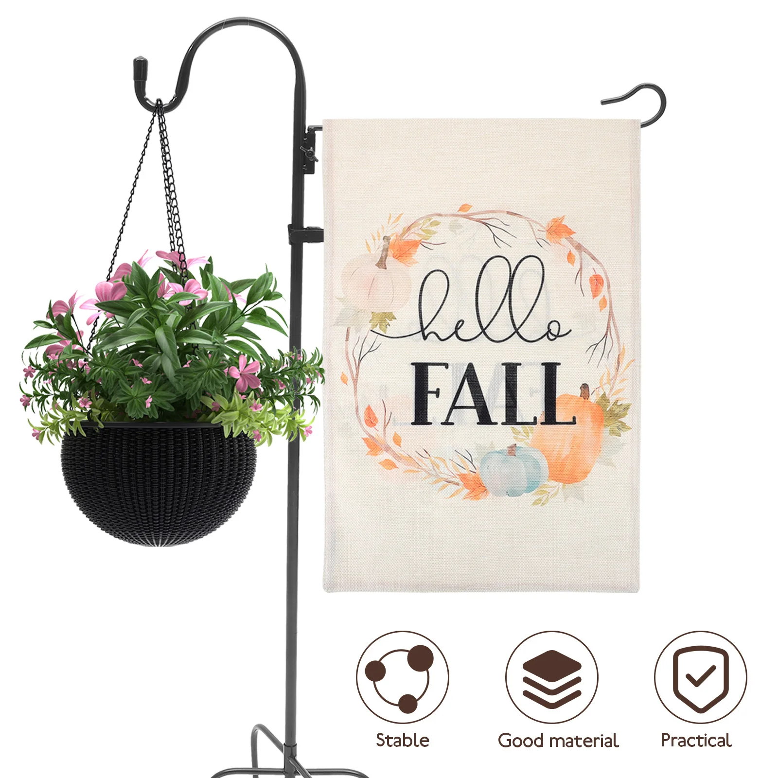 

1 set 1 Set Garden Flag Holder Shepherd Hook Outdoor Metal Stake Stand For Hanging Flower Pots Bird Feeders Durable Iron Weather