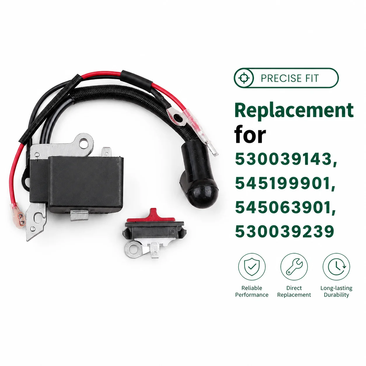 Ignition Coil & Switch Kit for Husqvarna 240 235 141 141e 137 137e Chainsaw Parts & Accessories, Replaces 530039143 545199901
