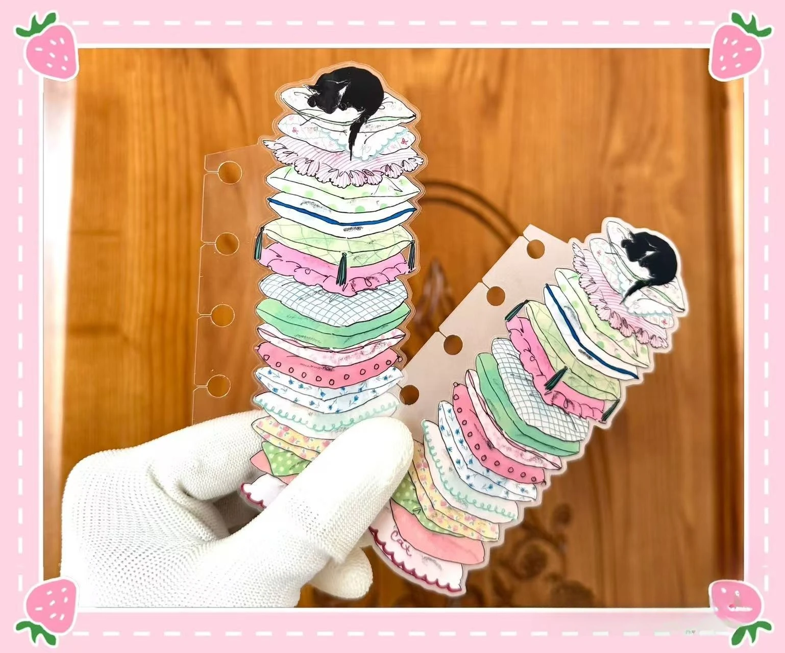 The Princess Cat A7 A8M5 Today Ruler with Insert Pocket Clear Bookmark 5 Holes Stationery Planner School Supplies