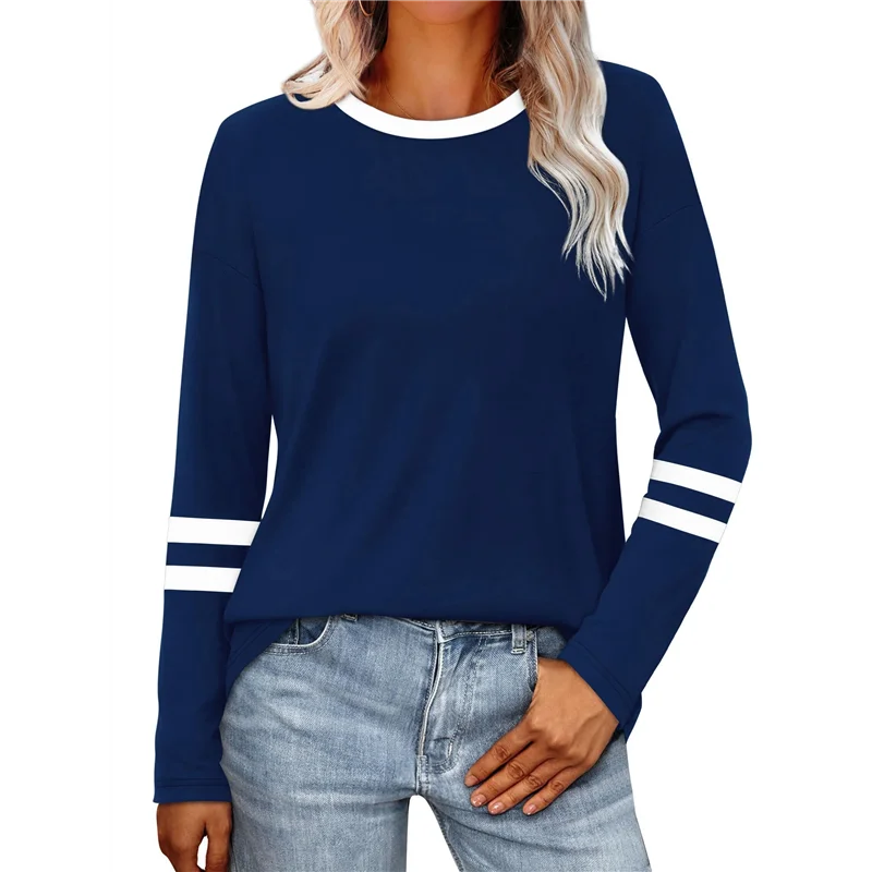 

ASDS-Long Sleeve Shirts For Women Color Block Casual Tops Fall Outfits Basic Tees Trendy Clothes