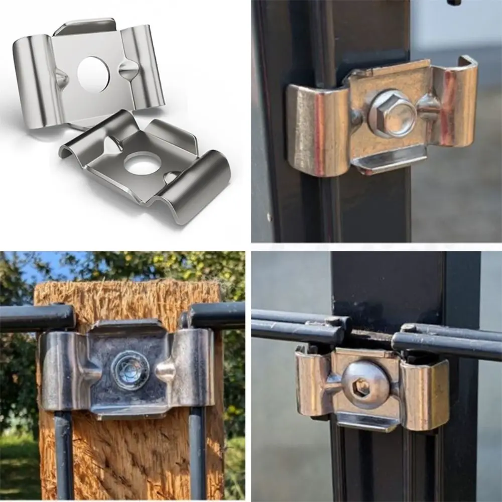 Stainless Steel Material Fence Attachment Clamps Anti-theft Design Mesh Fixing Mesh Fence Bracket Metal Bracket 10X Quantity