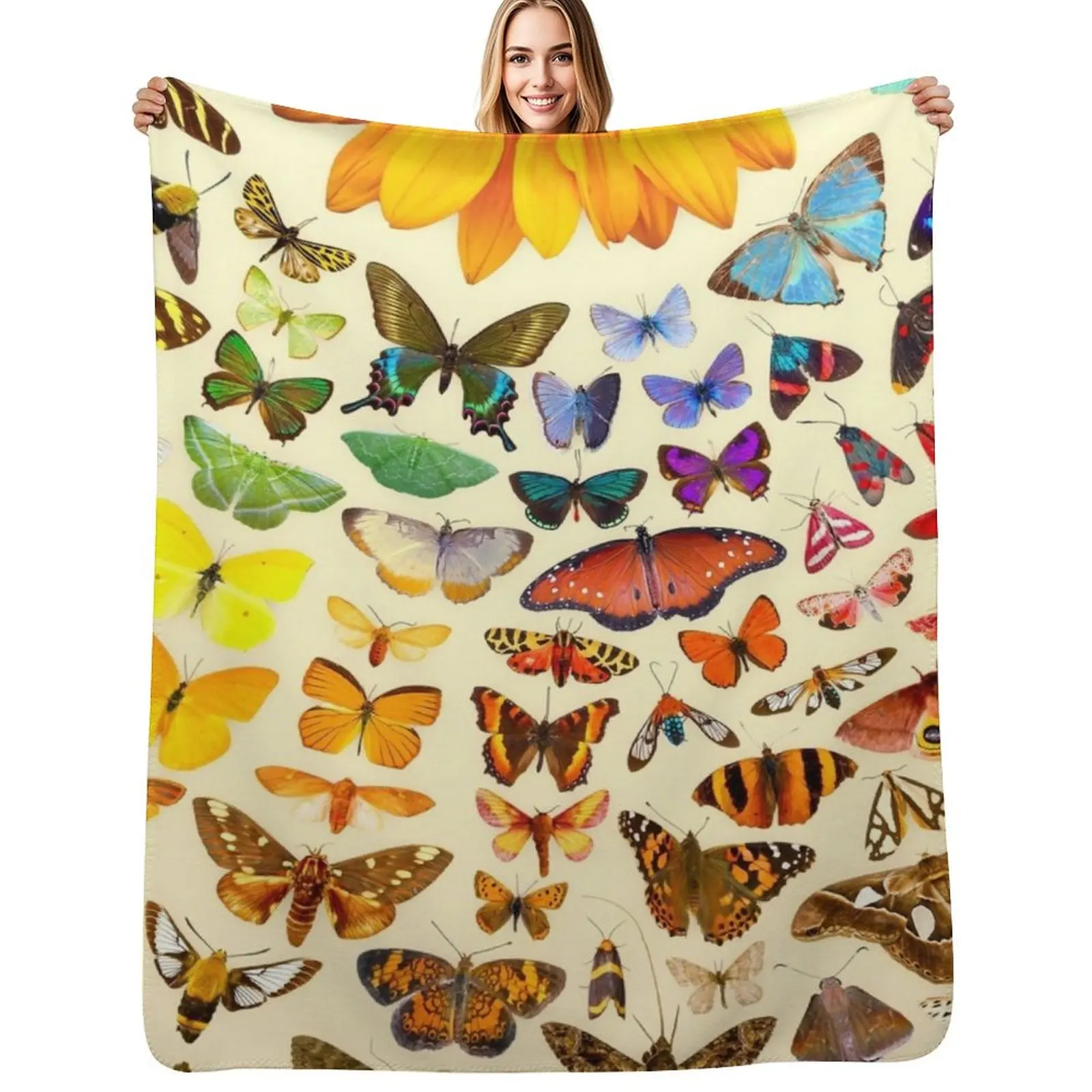 

Butterflies and Sunflower Throw Blanket Blankets For Bed Camping Luxury St Polar Blankets