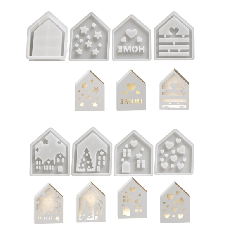 8pcs Unique House Decoration Crafting Mold Silicone Mold Collection for House Themed Crafts and Home Display Ornament R3MC