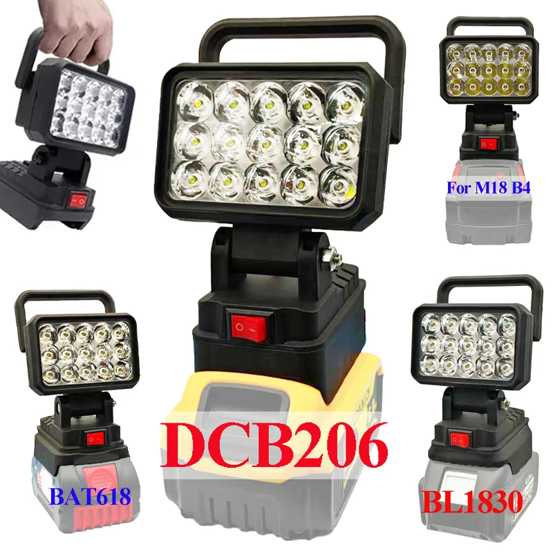 Lantern Working Light For Makita For DeWalt For Bosch For Milwaukee For Ryobi For Devon Battery Lamp Flashlight USB Power Bank