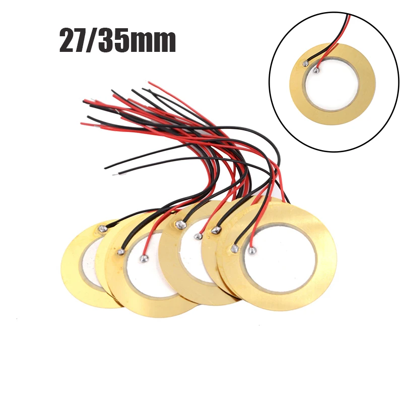 10Pcs High Quality 27/35mm Piezo Elements buzzer Sounder Sensor Trigger Drum Disc+ wire copper