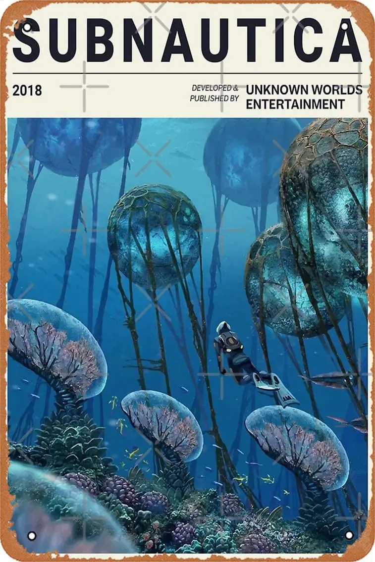 Subnautica - Grand Reef Poster Vintage Retro Metal Sign 8x12 Inch Man Cave Home Wall Decor