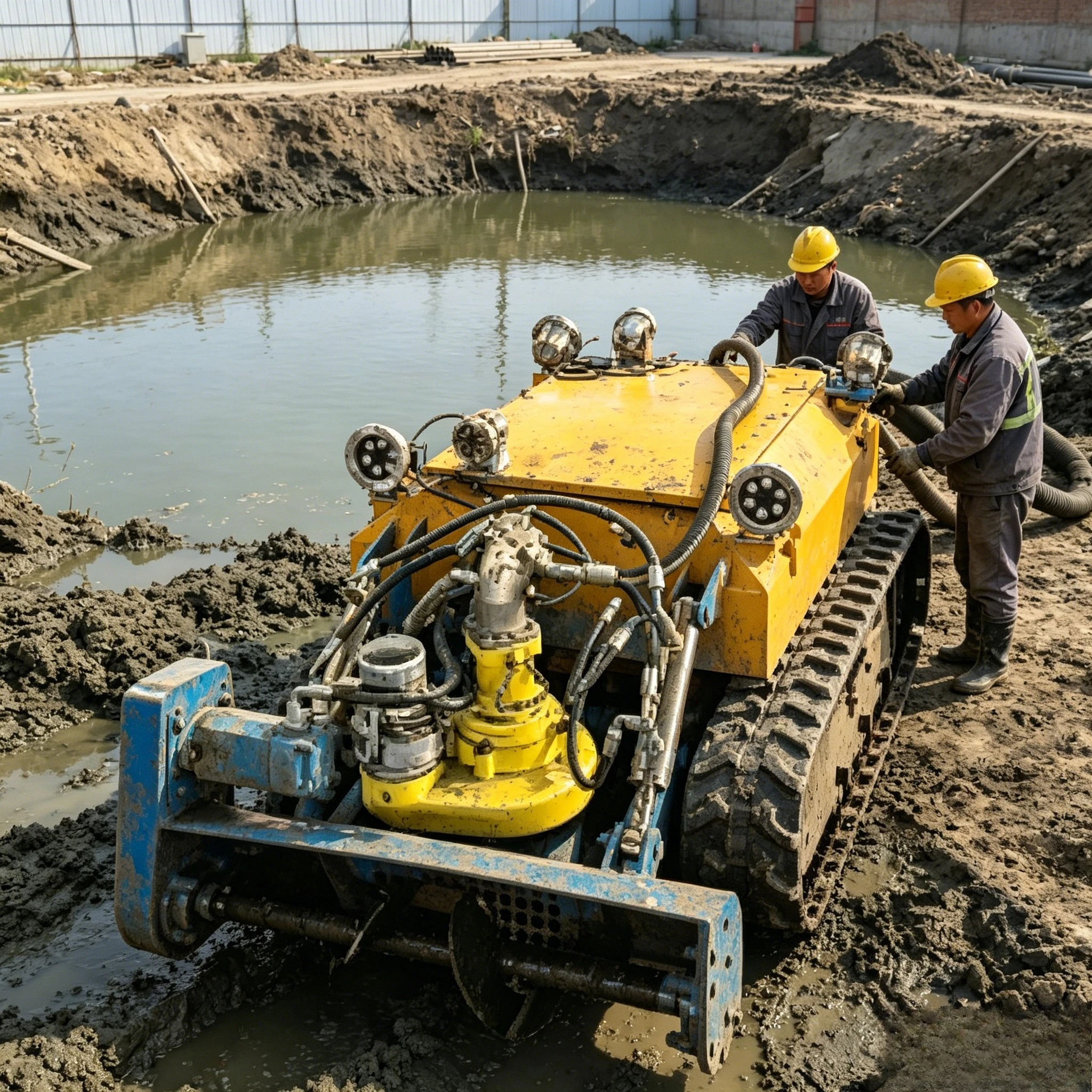 50m Underwater Crawler Robot Rov Tank Cleaning Robot Portable Dredgers Automatic Underwater Mud Suction Vehicle