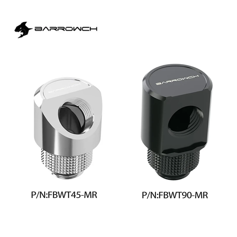 Barrowch 45 / 90 Degree Rotary Fitting Smooth Surface Water Cooler G1/4'' Thread Elbow Adaptor M To F FBWT90-MR / FBWT45-MR