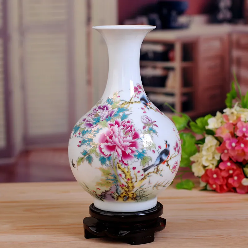 

New Classic Jingdezhen Ceramic Vase Ornaments Home Livingroom Decoration Crafts Hotel Office Desktop Accessories Furnishing Art