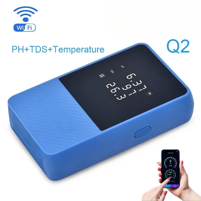 Q2 PH TDS Temperature WIFI Monitor Detector Digital Fish Tanks Aquarium Water Quality Check Pen Tester Thermomether