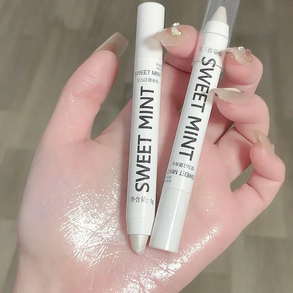 Pearlescent Silver White Eyeshadow Stick Matte Longlasting Shimmer Lying Silkworm Highlighter Pen Eyeliner Glitter Eye Cosmetics