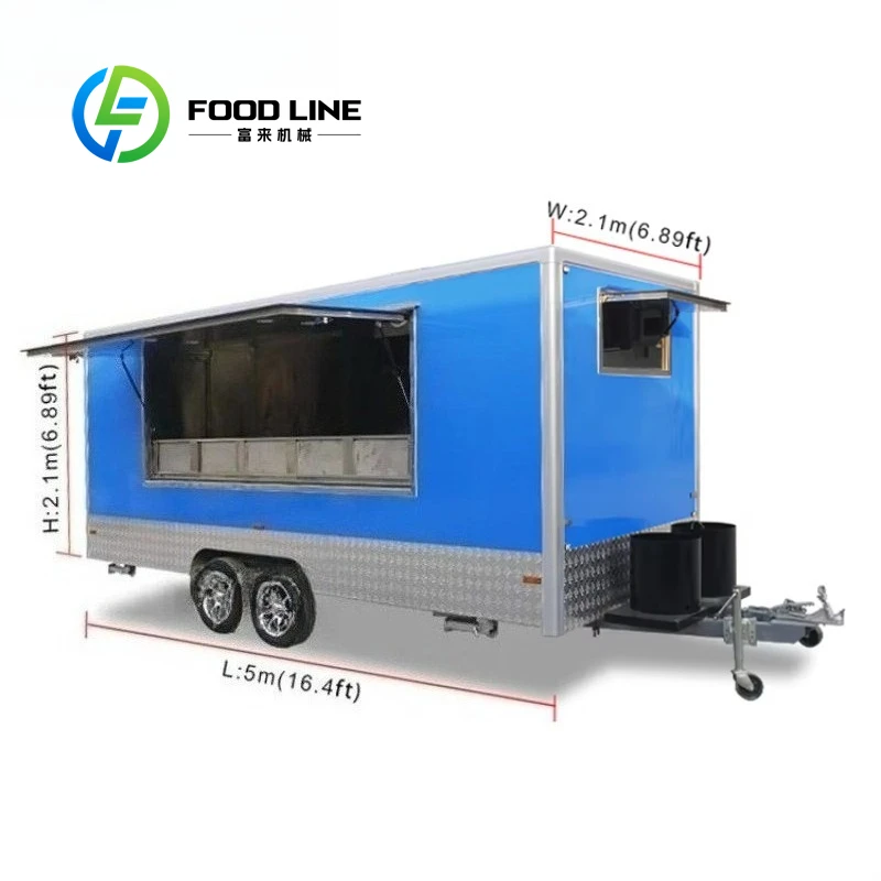 Customized Commercial Square Mobile Catering Trailer Fully Equipped Full Kitchen Food Truck  Ice Cream Coffee Street