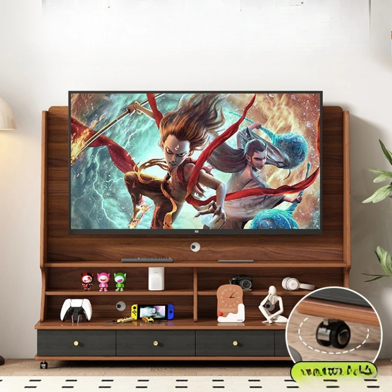 TV cabinet solid wood small apartment integrated combination mobile living room home floor storage cabinet locker