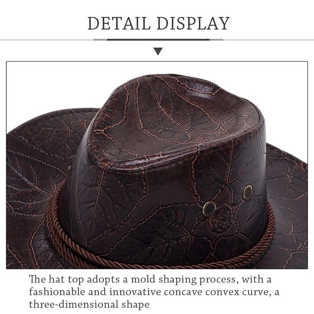 Cowboy Knight Hat Western Sun Hats Women Men Leather Caps Gentleman Jazz Vintage Cap Large Grassland Summer Autumn Visors