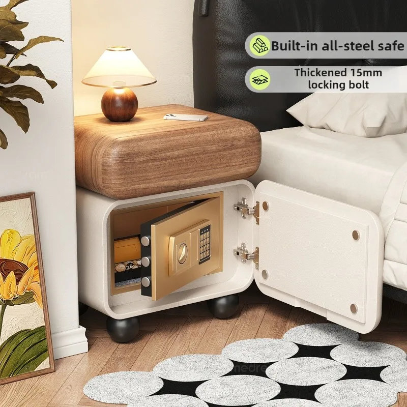 Wooden Luxury Nightstands Small Safe Password Bedroom Bedside Table Drawers Hidden Storage Organizer Night Stand Table Modern