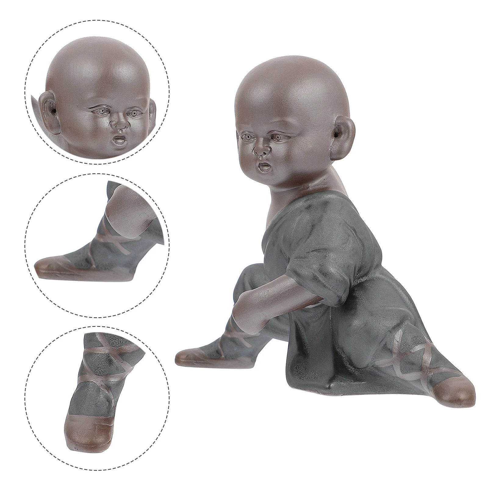 

Kung Fu Tea Decor Purple Sand Monk Ornament Ceramic Handicraft Blessing Luck Home Office Decoration Monk Ornament