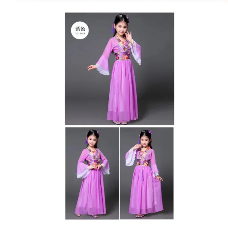 Chinese Traditional Hanfu Dress Child Clothes Folk Dance Girl Old Chinese Opera Tang Dynasty Han Ming Costume Tangsuit For Kids