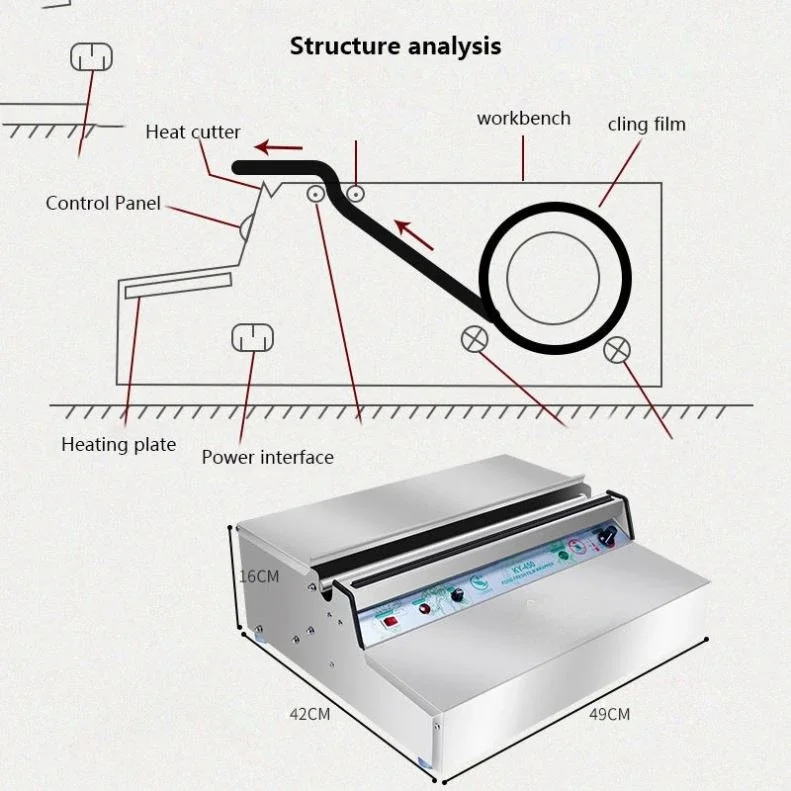 18" 450mm Hand Wrapping Machine Film Wrapper for Food Fruit Tray Food Packaging Fresh Keeping Sealer/Supermarket usage