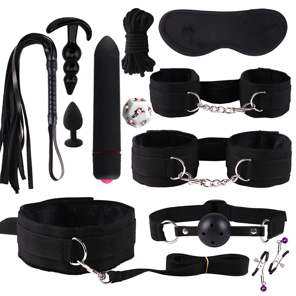 BDSM Bondage Sex Toys for Couples Restraints Set Anal Plug Vibrator Handcuffs Slave Whip Spanking Dildo Sex Game accessories 18