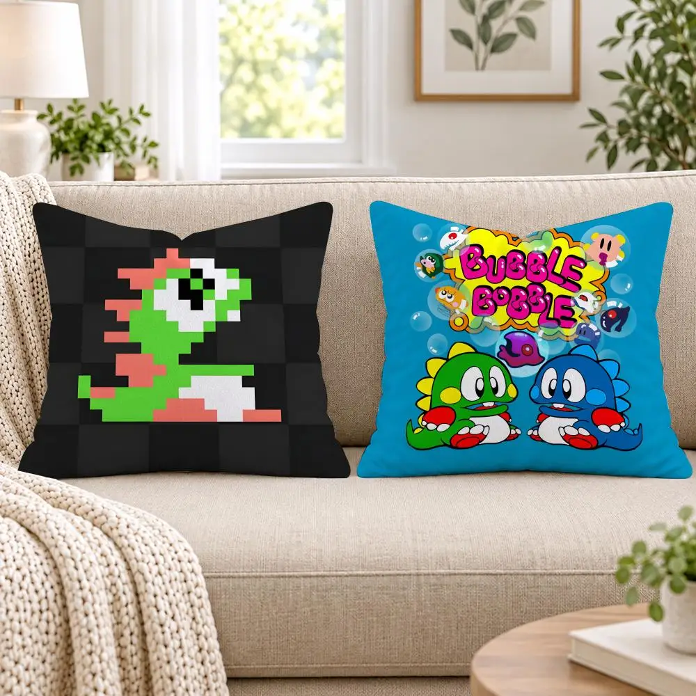 Game Bubbles B-Bobble Cushion Cover Short Plush Double-Sided Printing Sofa Bedroom Pillow Case Aesthetic Home Decor