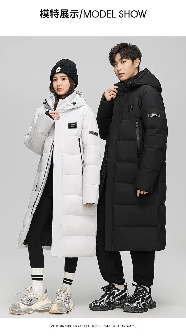 New Winter Couple White Duck Down Windproof Parkas Down Jacket Men's Long Thickened Extreme Winter Coat Oversized HOOD Collar