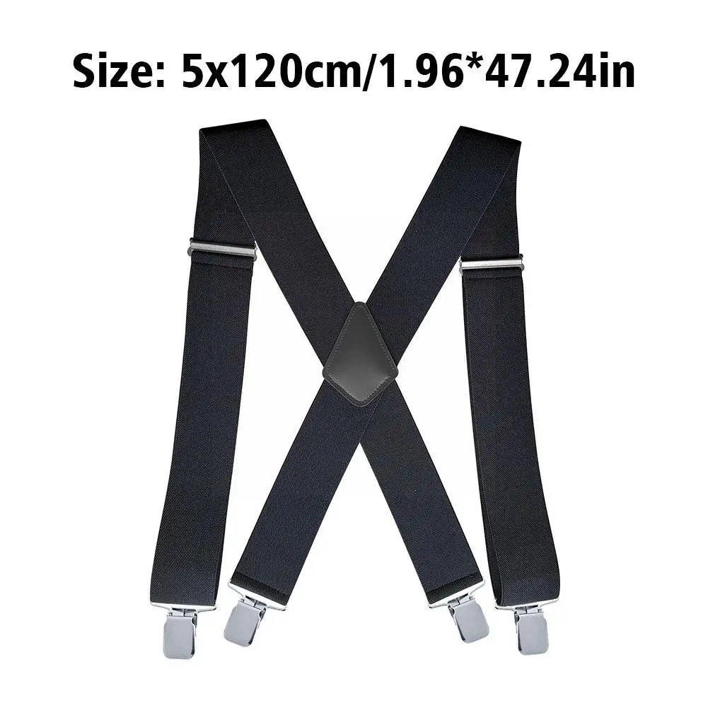 Tirantes de 50mm de ancho para hombre, de alta elasticidad Tirantes ajustables, 4 pantalones fuertes pesados, Clips traseros, tirantes X de servicio, Z4P2