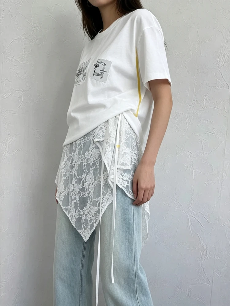 

Women's Lace Apron Skirt Irregular Layered Wrap Casual Outer Skirt Spring Bandage Hip Covering Sweet Harajuku Streetwear