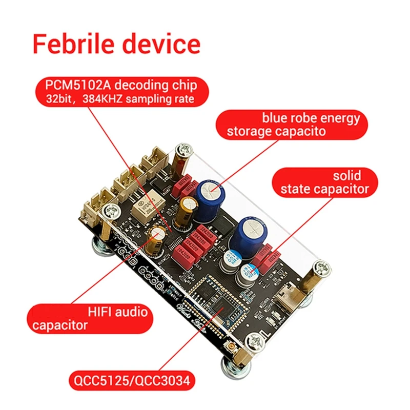 ZK-QCC Qualcomm Bluetooth 5.1 Lossless Decoding Board, APTX e LDAC Audio Decoder Board