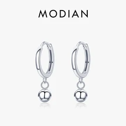 Modian 2026 Real 925 Sterling Silver Simple Beads Circle Fashion Hoop Earrings For Women Girls Wedding Statement Jewelry Arete