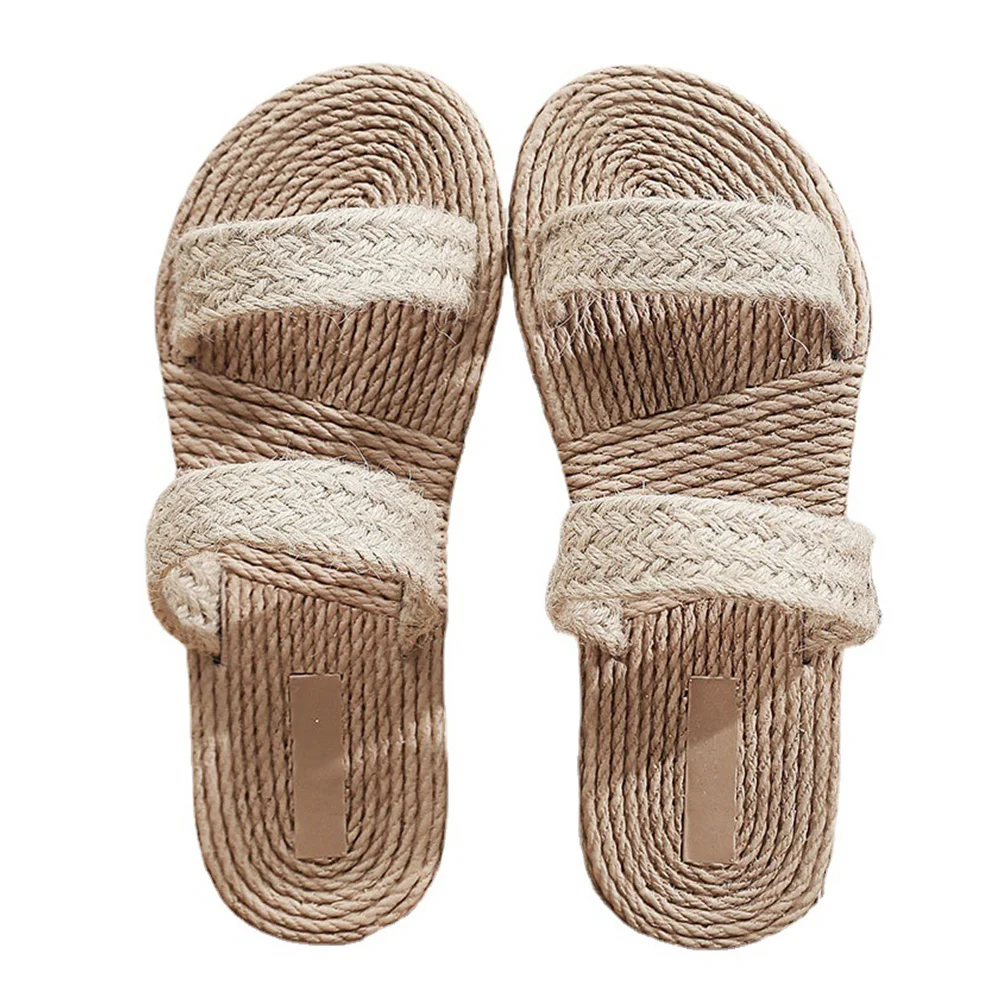 1 Pair Straw Sandals Straw Slippers Flat Fashion Beach Slippers Summer Shoes Flat Straw Slipper Women Beach Slipper