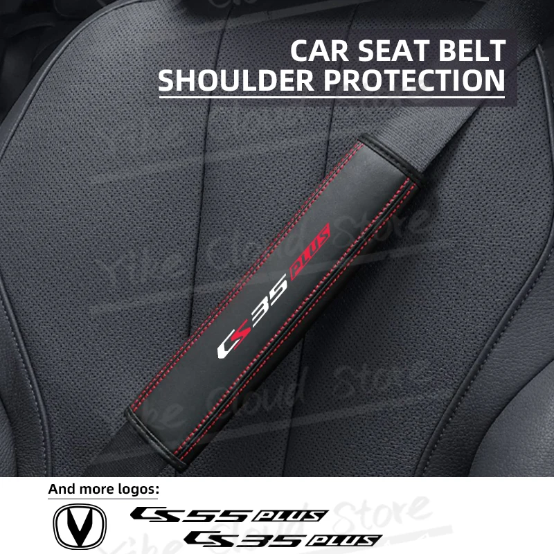 1pcs For Changan Auto CS35 Plus CS55 Plus LOGO Hunter Oshan Alsvin Car Safety Belt Shoulder Leather Cover Pads Accessories